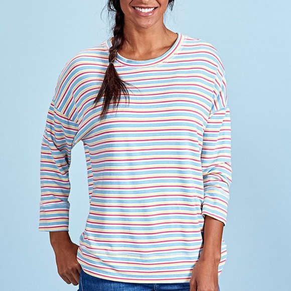 FRESH PRODUCE XS/S Striped Shoreline Callie Sweatshirt OVERSIZED pullover - Picture 4 of 4